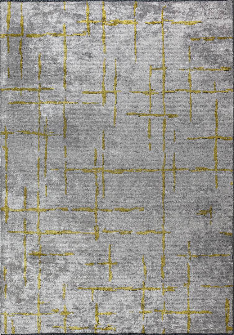 Williston Forge Grey Abstract Area Rug Hand Loom Using Cotton Polyester Yellow