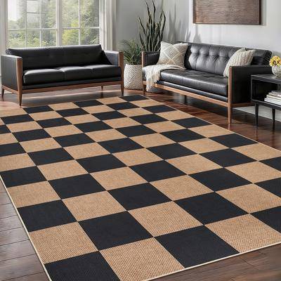 Garvee Square Checkerboard Pattern Area Rug