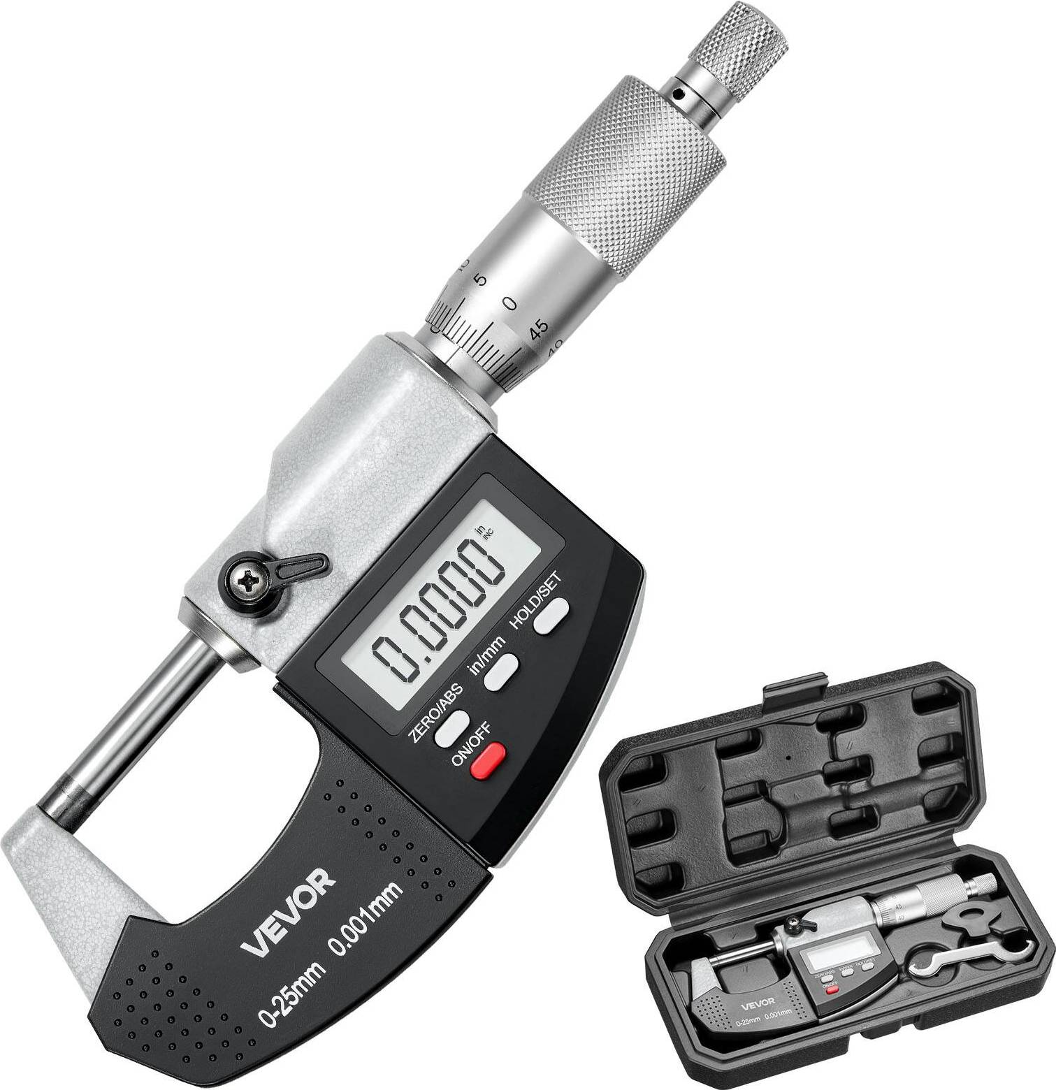 VEVOR Digital Outside Micrometer Set 0-1 Inch Measurement Tool