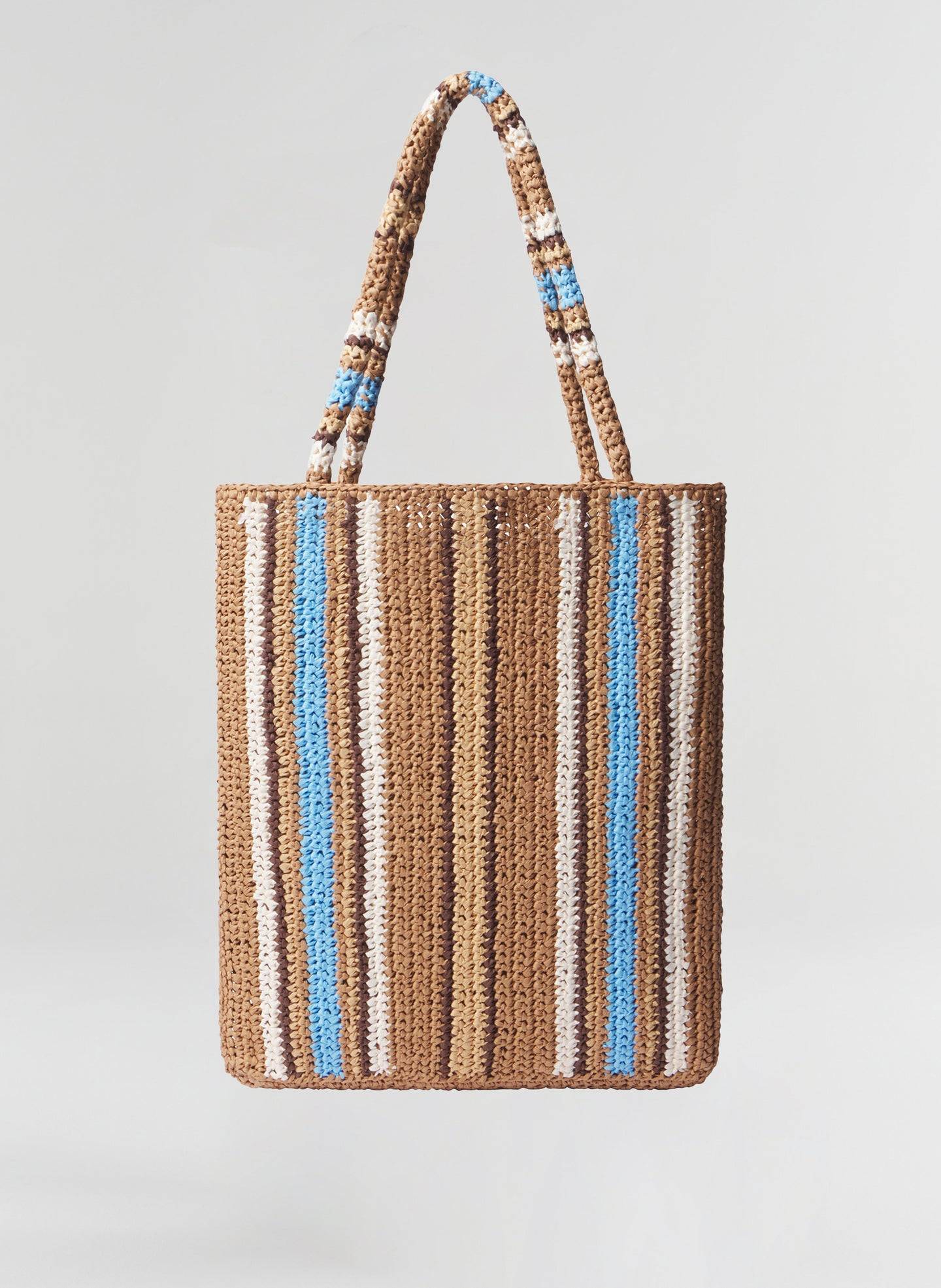 Raffia tote bag Daisy Striped Raffia Tote
