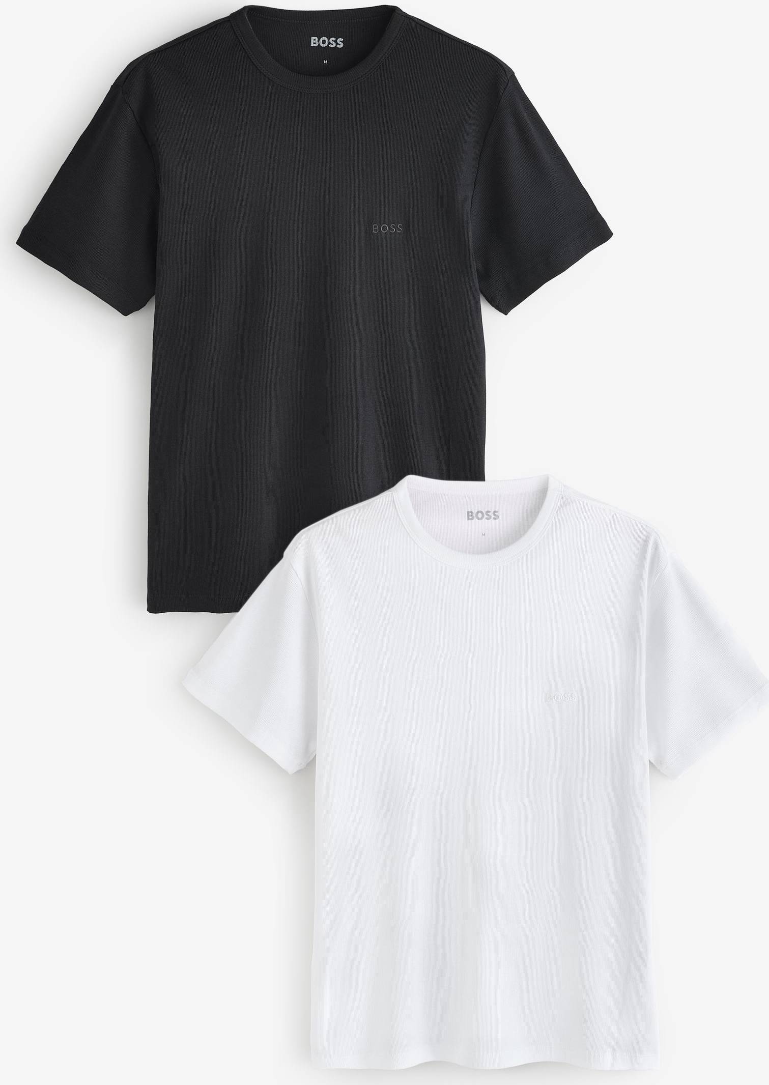 BOSS Rib T-Shirts Rund Hals - Sort/Hvid