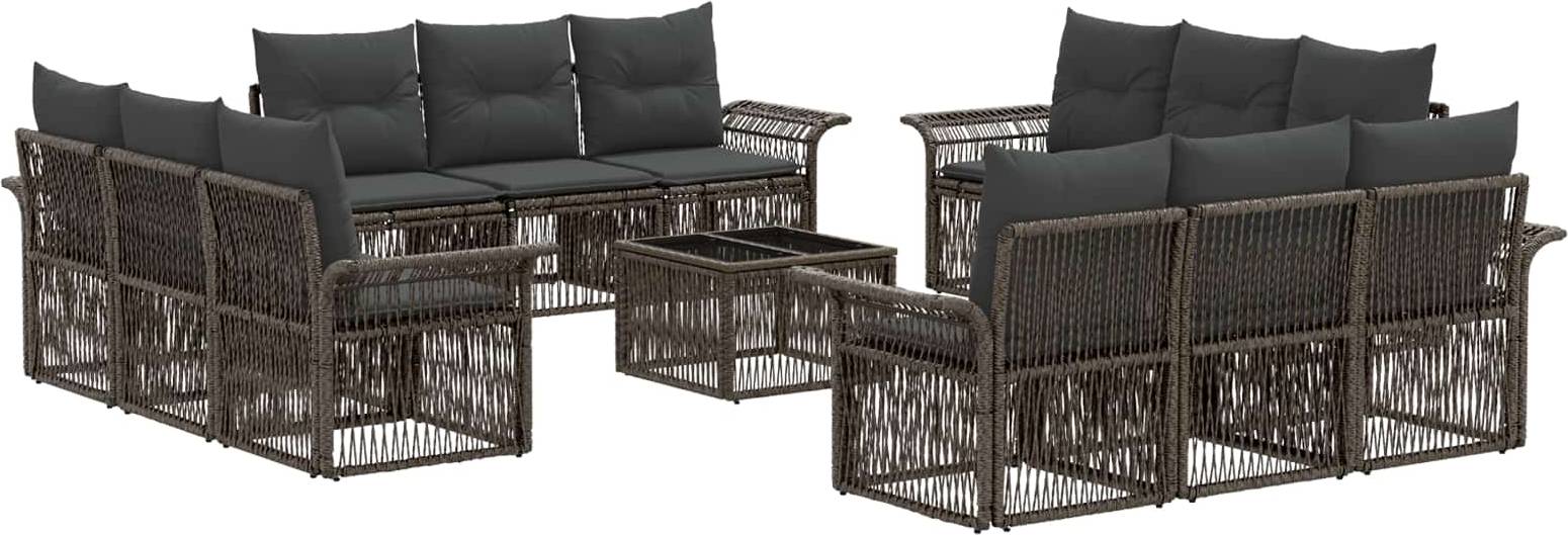 vidaXL Gartensofa Set 13 Pcs Grau Poly-Rattan Lounge-Set