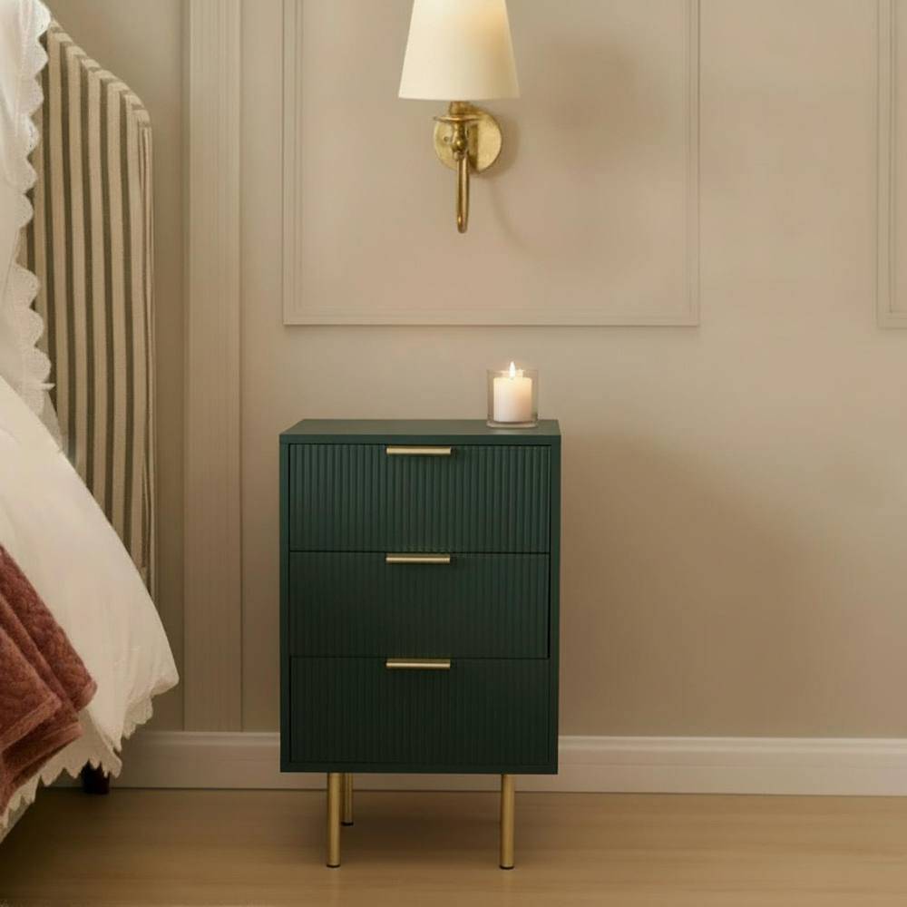 OHS Ribbed 3 Draw Office Nightstand Bedside Table