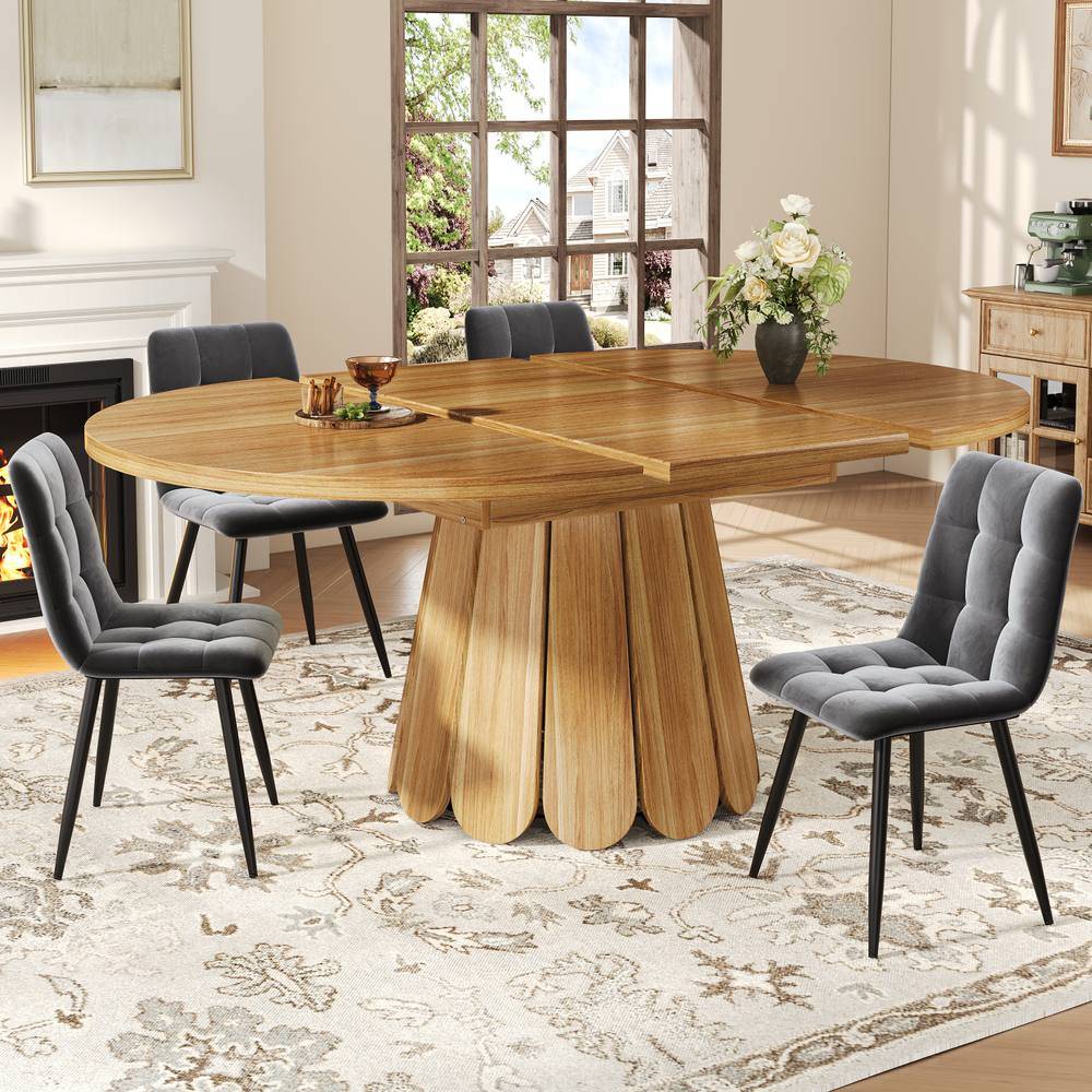 Merax Extendable Round Wood Effect Dining Table 2pcs