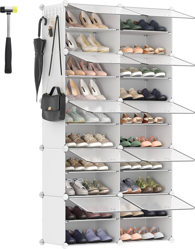 Rebrilliant Plastic Interlocking 10-Slot Shoe Rack