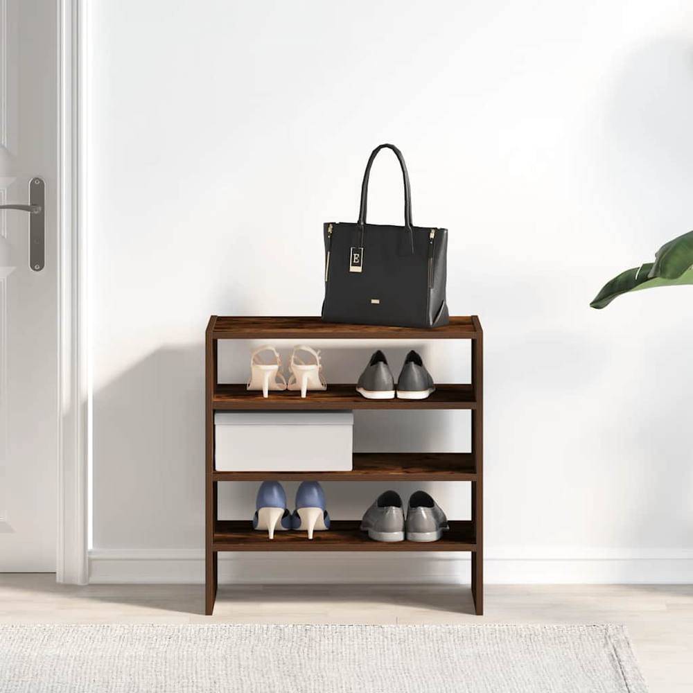 Berkfield Home Stackable Smoked Oak Racks 2 Pcs Shoe Rack 2pcs