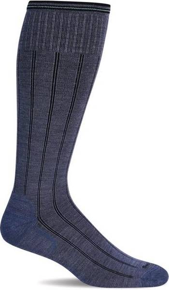 High Rise Rib Moderate Graduated Compression Knee High Socks Wide Large Denim