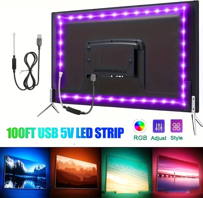 Smart led light strip Temu Smart Led 100 Feet Music Synchronization Rgb Light Strip
