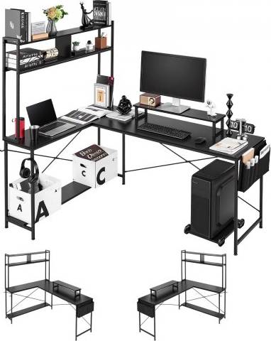 L shaped corner desk VEVOR L-Shaped Computer 67 Inch Reversible Gaming Writing Desk