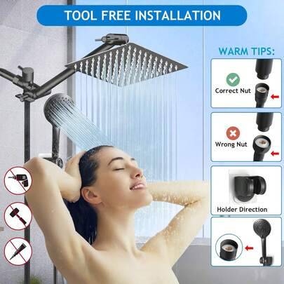 High pressure shower system Shein 8-Inch High-Pressure Showerhead Set