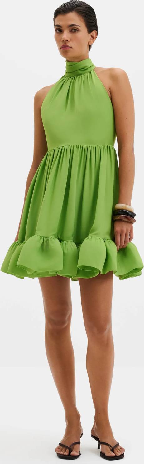 Fern Halterneck Ruffled Mini Dress - Green