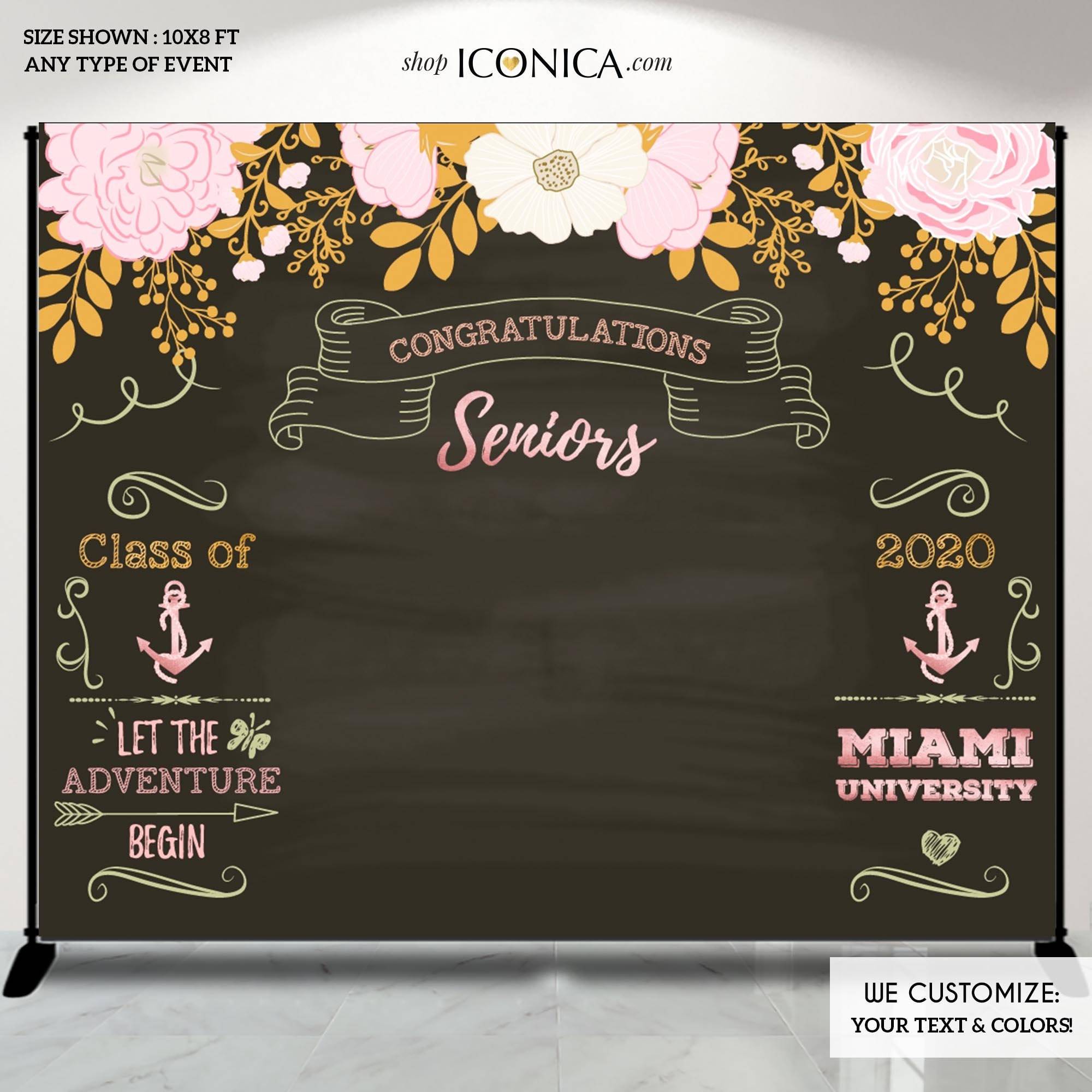 Photo booth backdrop Etsy Floral Graduation Photo Booth Backdrop