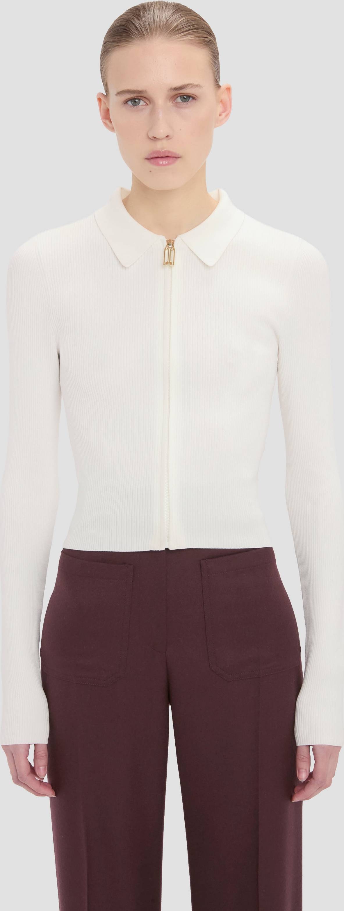 Mila Ribbed Knit Zip-Up Top