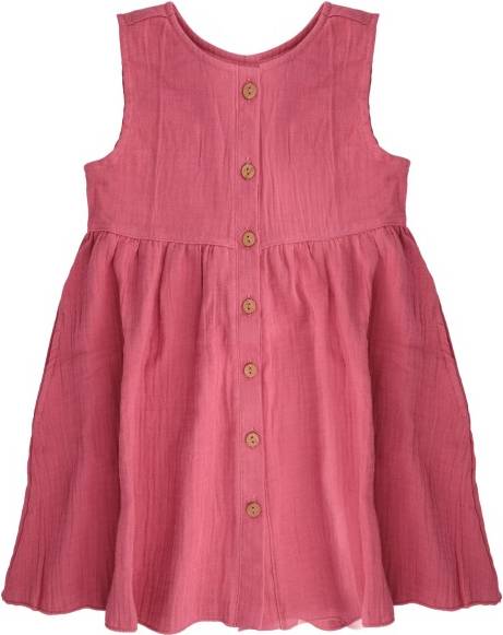 Maximo Kids Mini Girls Embroidered Muslin Dress - Rosa/Röd