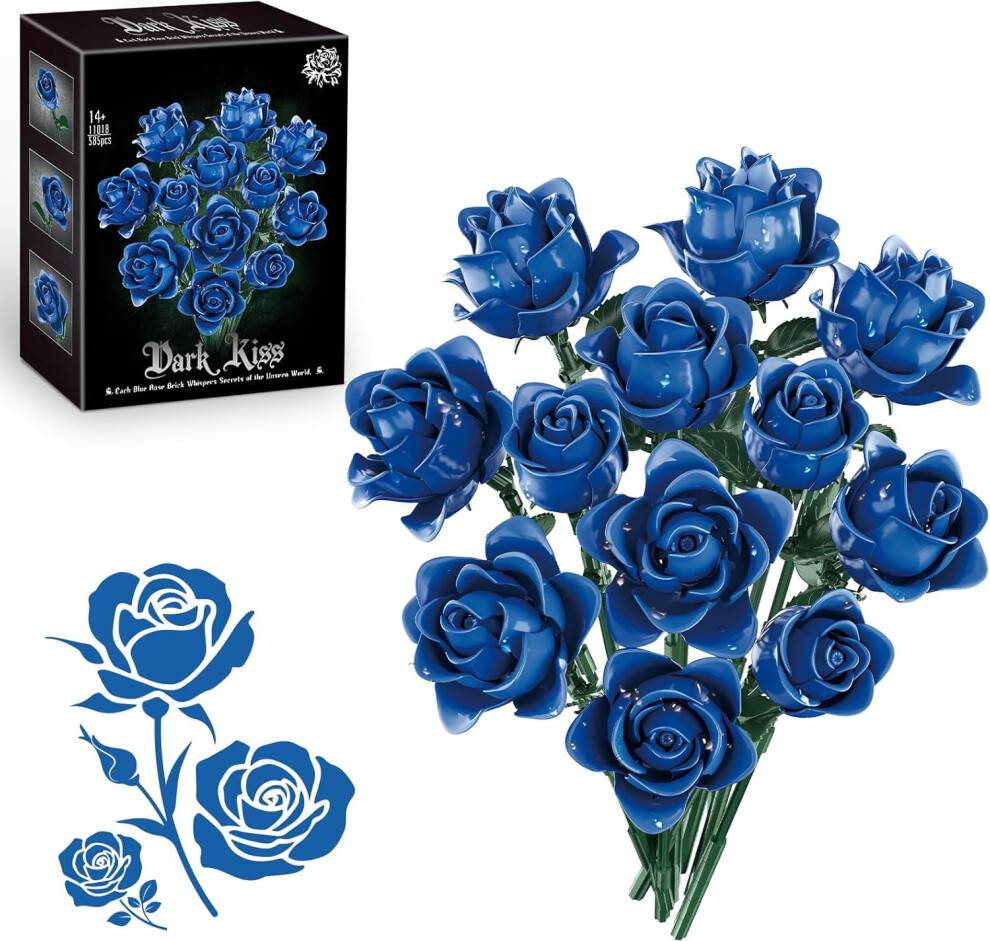 Lego bouquet Blue Roses Bouquet Building Set 585PCS