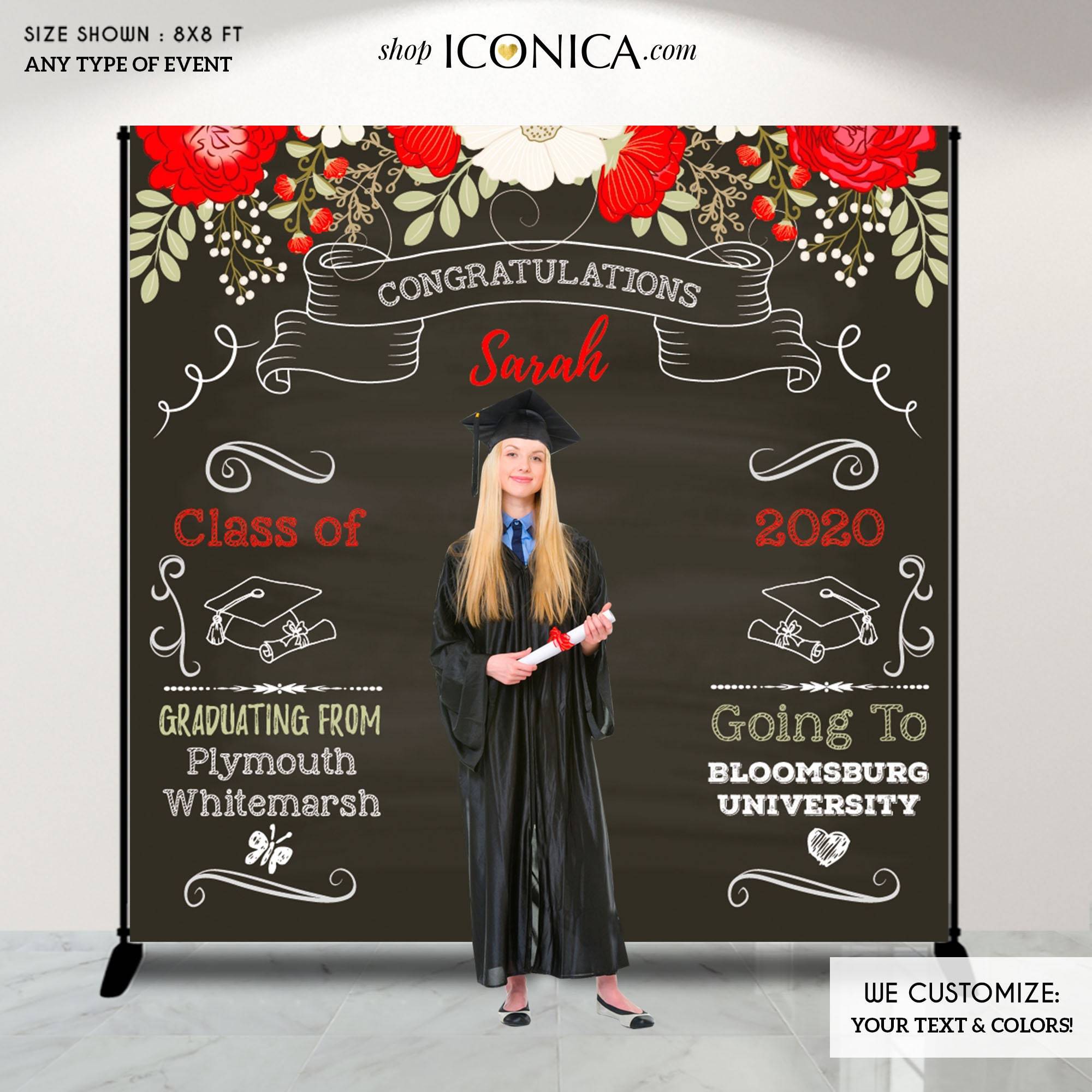 Photo booth backdrop Etsy Floral Graduation Photo Booth Backdrop