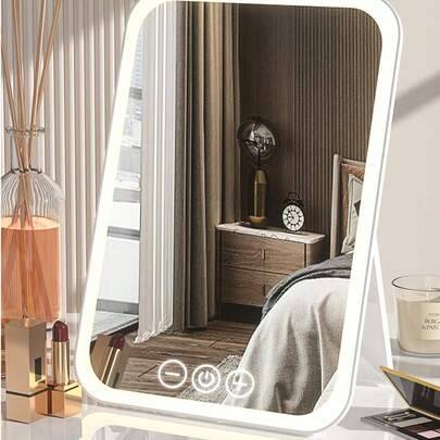 Makeup vanity and lighted mirror Shein Portable LED Lighted Foldable Vanity Mirror