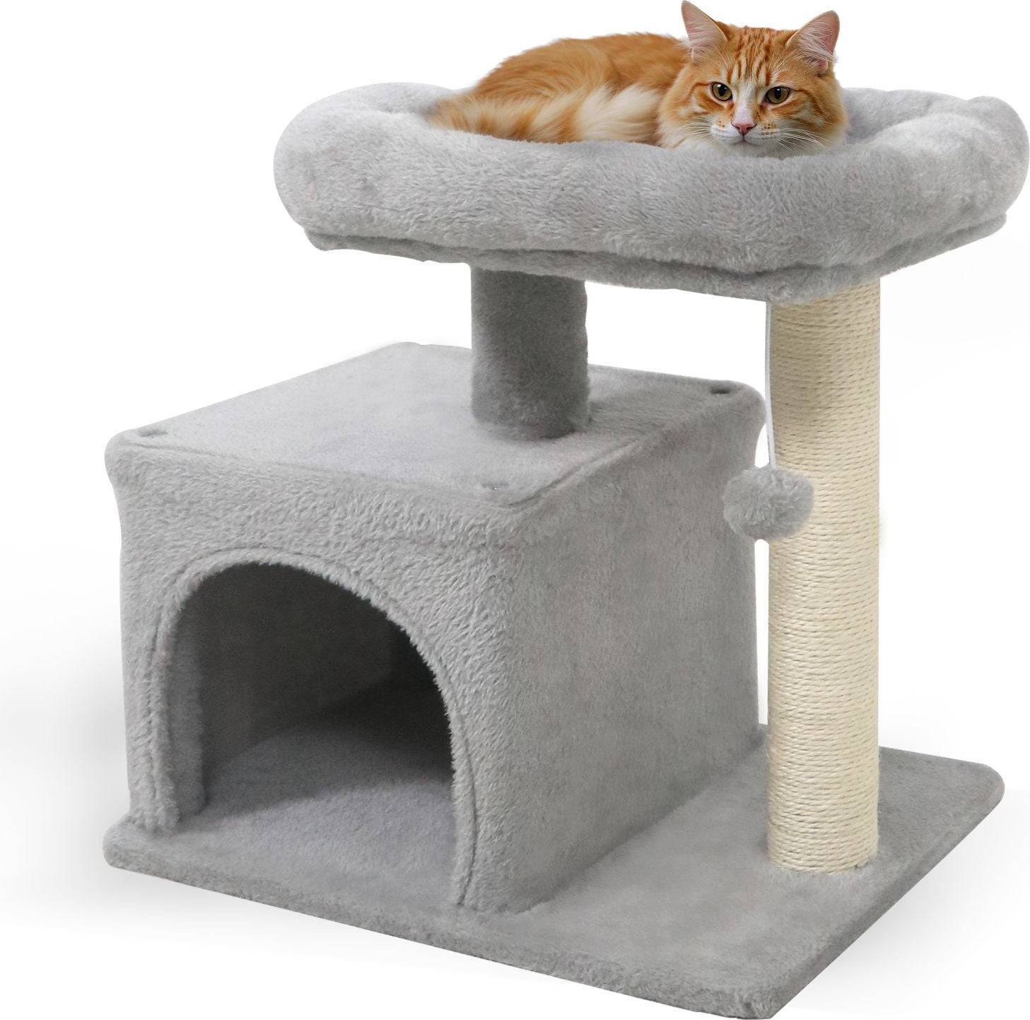 Cat tree with scratching post SlickBlue Compact Cat Tree with Condo Perch and Scratching Post