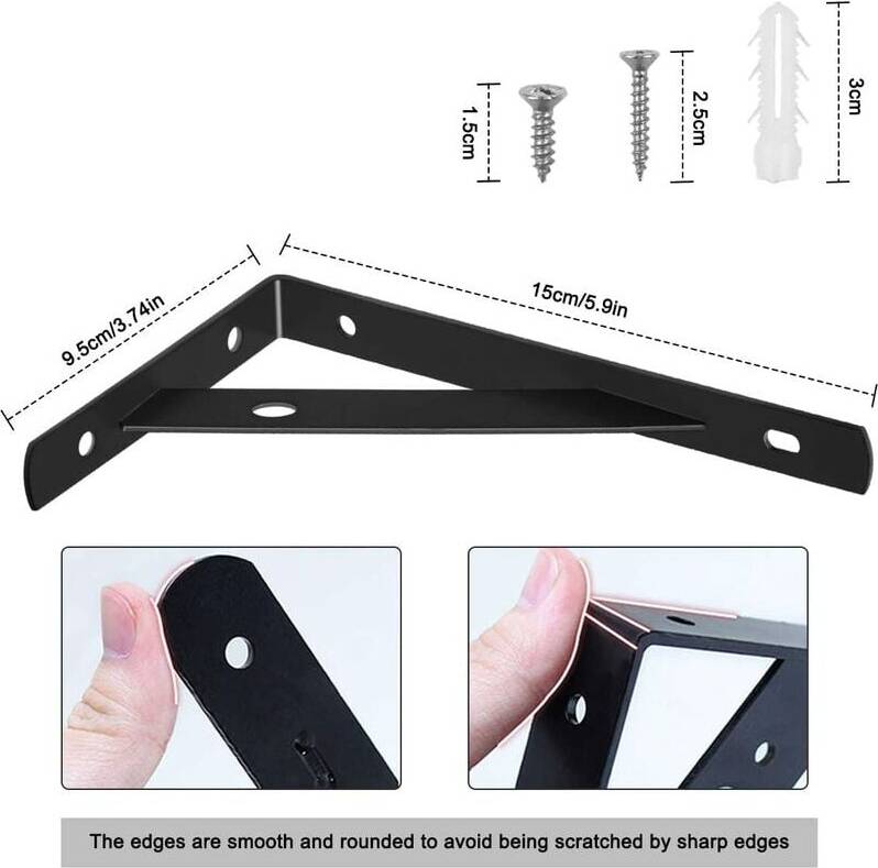 Black metal shelf brackets Triangular Shelf Brackets With Powder Coated Shelving System