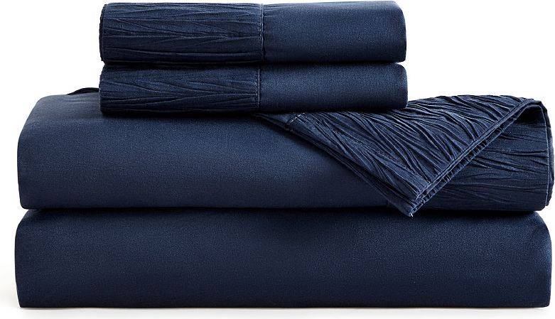 Bedsure Solid Embossed Set Pageant Bed Sheet Blue