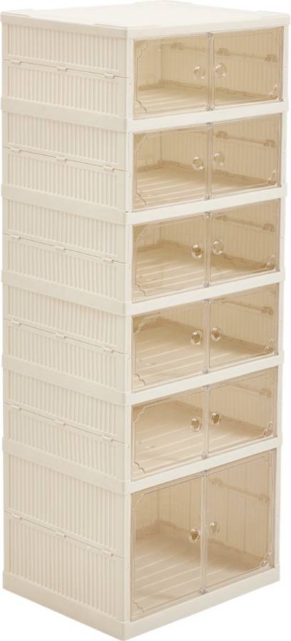 Rebrilliant 6 Tier Stackable Clear Door Storage Cabinet Shoe Rack