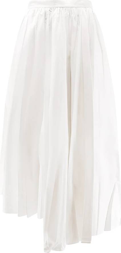 Flared Midi Rok Katoen - Wit