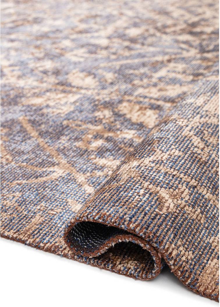 Langley Street Blue Floral Area Rug Hand Loom Using Cotton Polyester Beige
