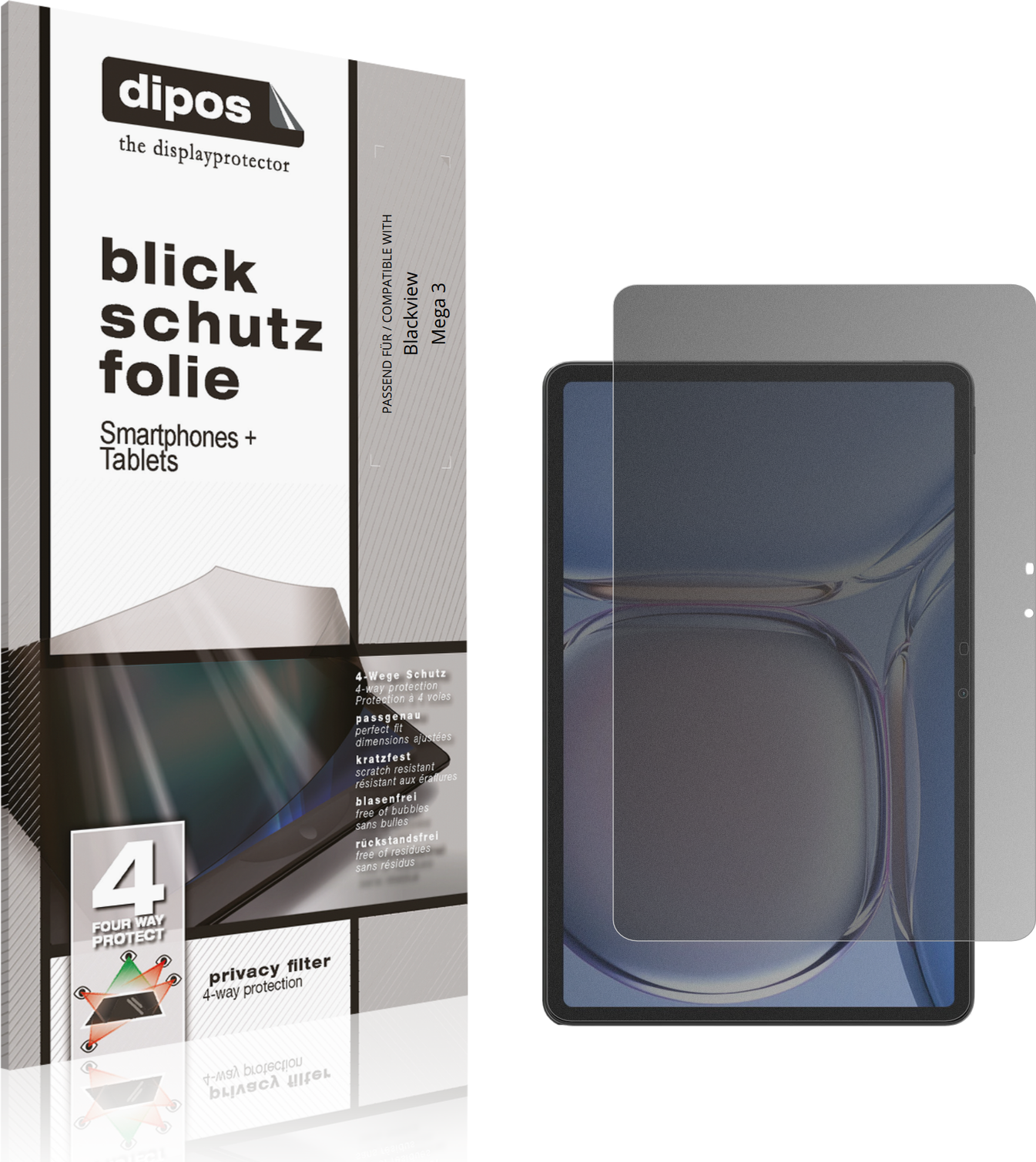 Dipos Blackview Mega 3 Privacy Filter Screen Protector