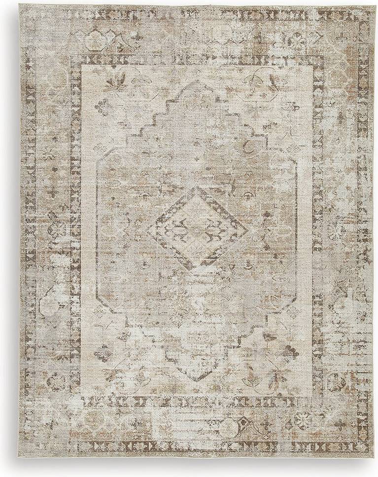 Signature Design by Ashley Livdon Washable Rectangular Medallion Rug 8 x 10 Brown