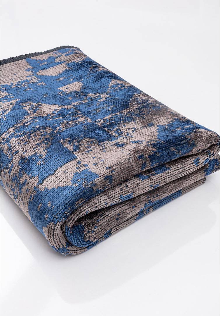 Ebern Designs Abstract Area Rug Hand Loom Using Cotton Polyester Blue