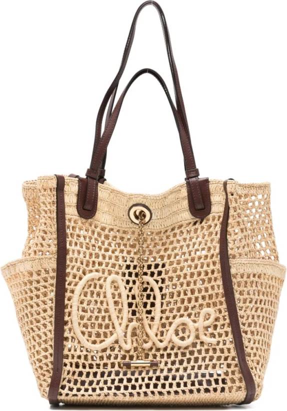 Raffia tote bag Chloé Iconic Raffia Tote Bag - Beige