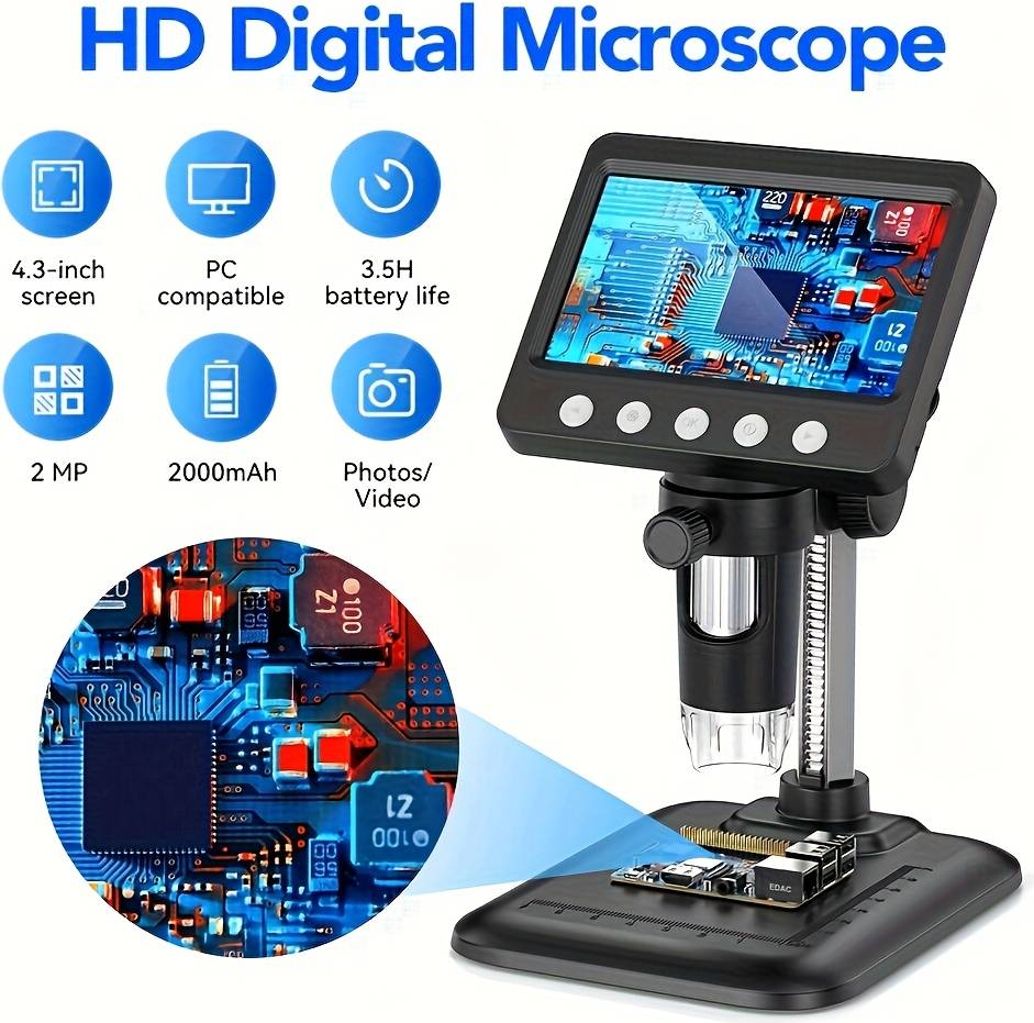 Digital microscope Temu 10.92cm IPS Digital Microscope With 8 LED