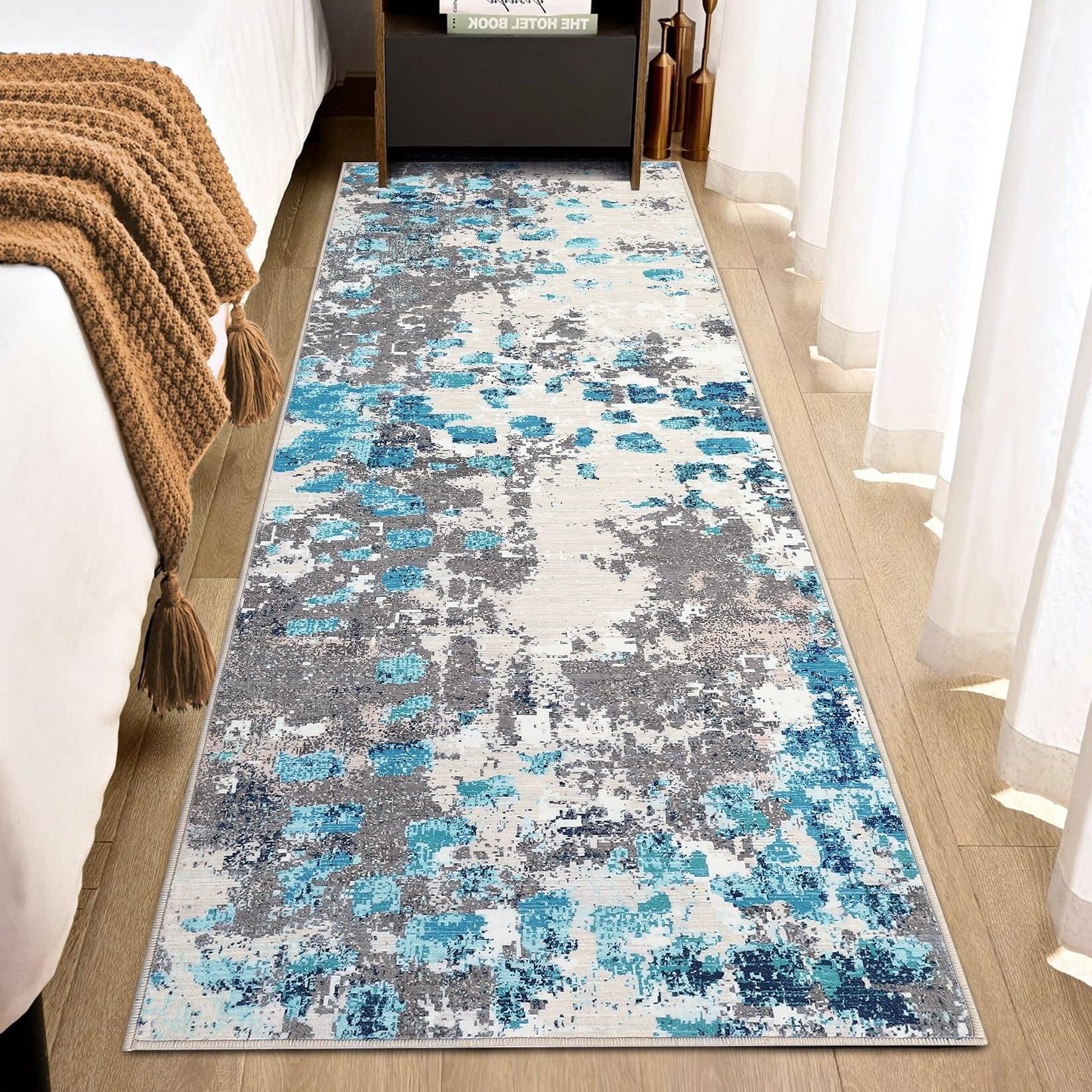Gaomon 2x6 Modern Abstract Area Rug Boho Machine Blue