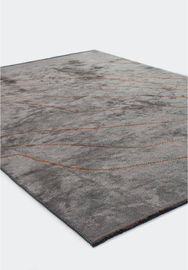 Ebern Designs Brown Abstract Area Rug Hand Loom Using Cotton Polyester Acrylic Viscose Grey