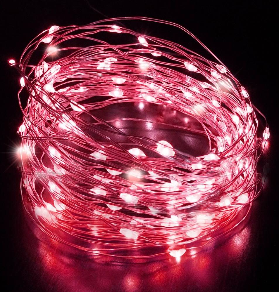 Battery powered fairy lights Desiretech LED Battery Powered Fairy Lights Copper 2 Pack 50LED Red String Light