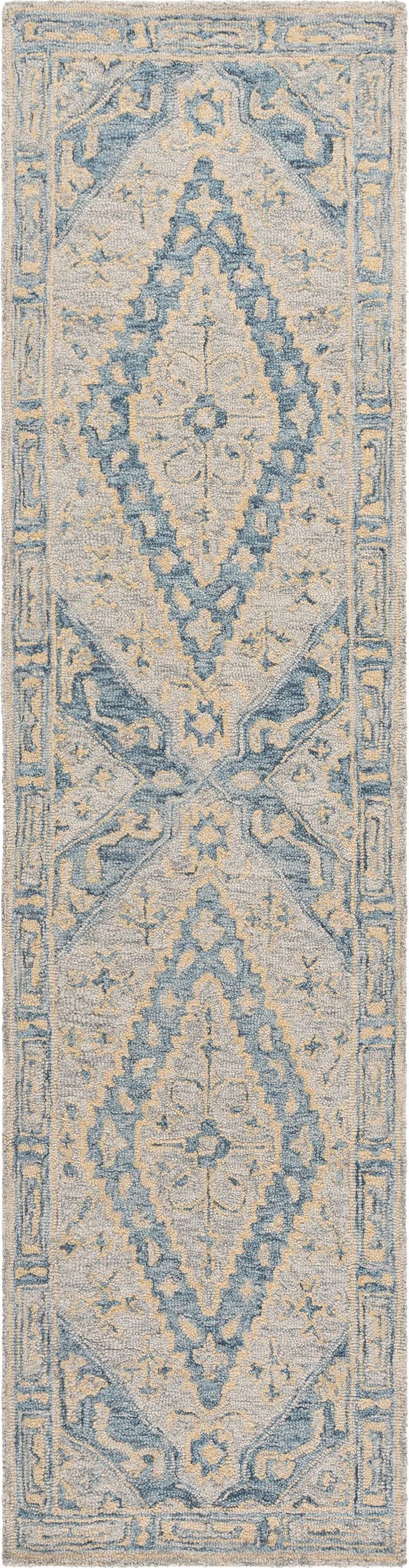 Safavieh Metro 474M Ivory Rectangular Runner Rug Blue