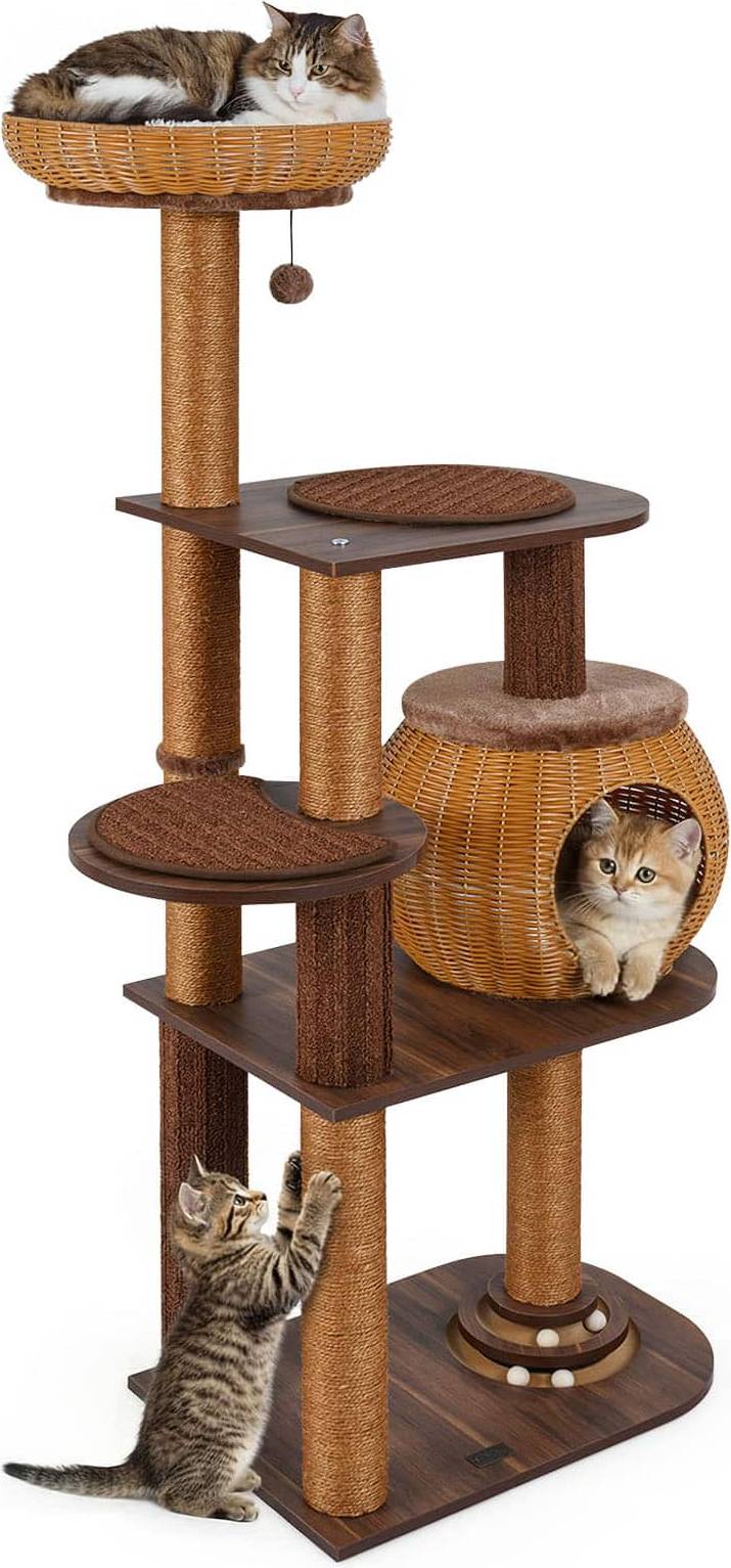 Cat tree Gymax 59.5 Inch Cat Tree Multi-Level Tower