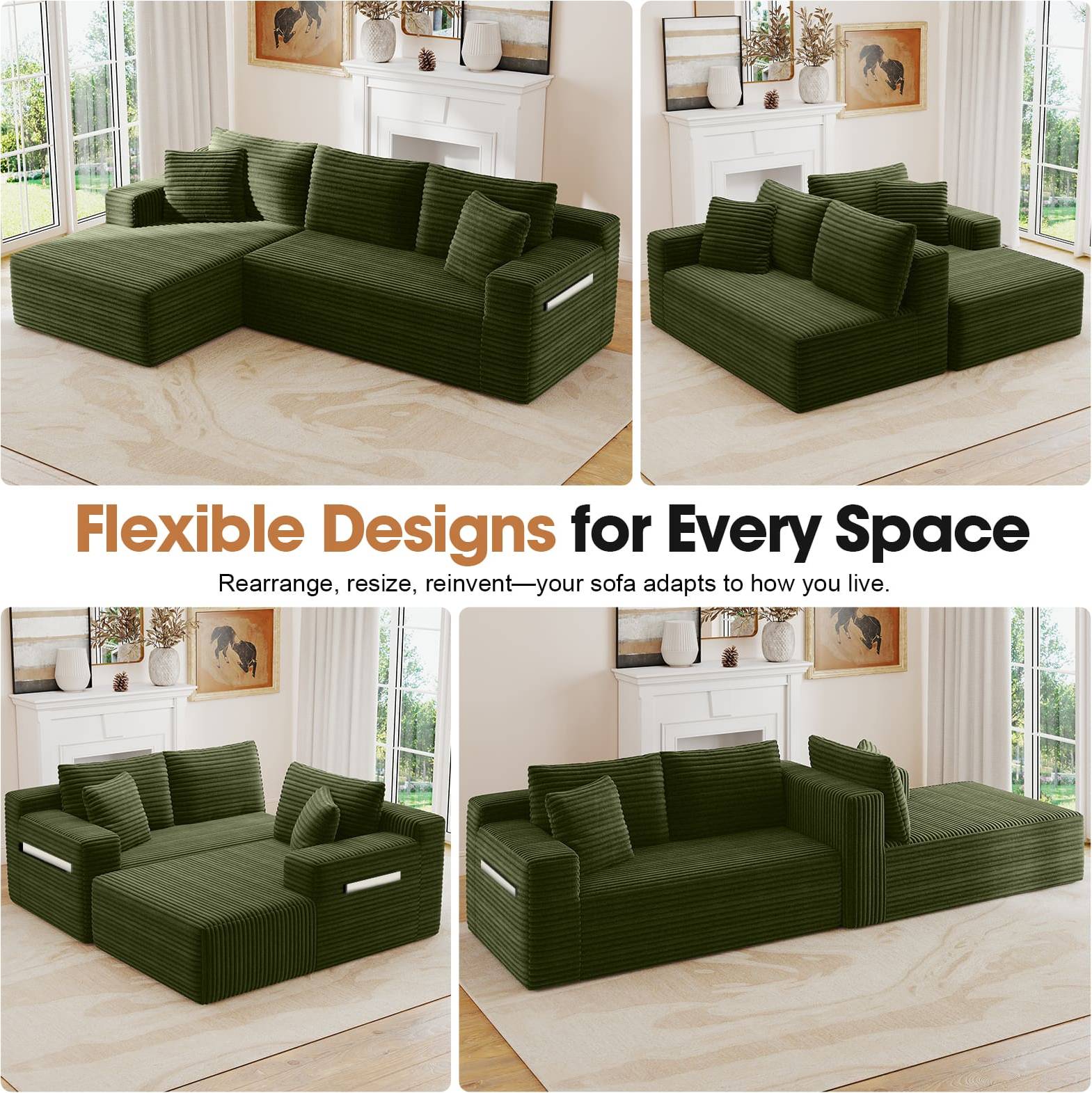 94.5 Inch L-Shape Cloud Modular Sectional
