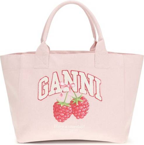 Ganni Medium Trapeze Shopper Raspberry Pr Dam - Egret