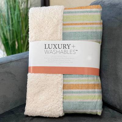 Sherpa throw blanket Addison Rugs Washable Sherpa Throw Blanket Striped