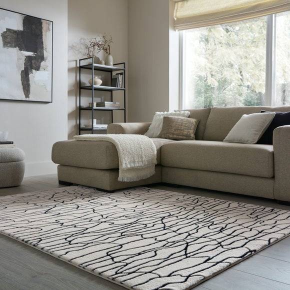 Dunelm Faron Abstract Faux Fur Luxe Rug Multicolour