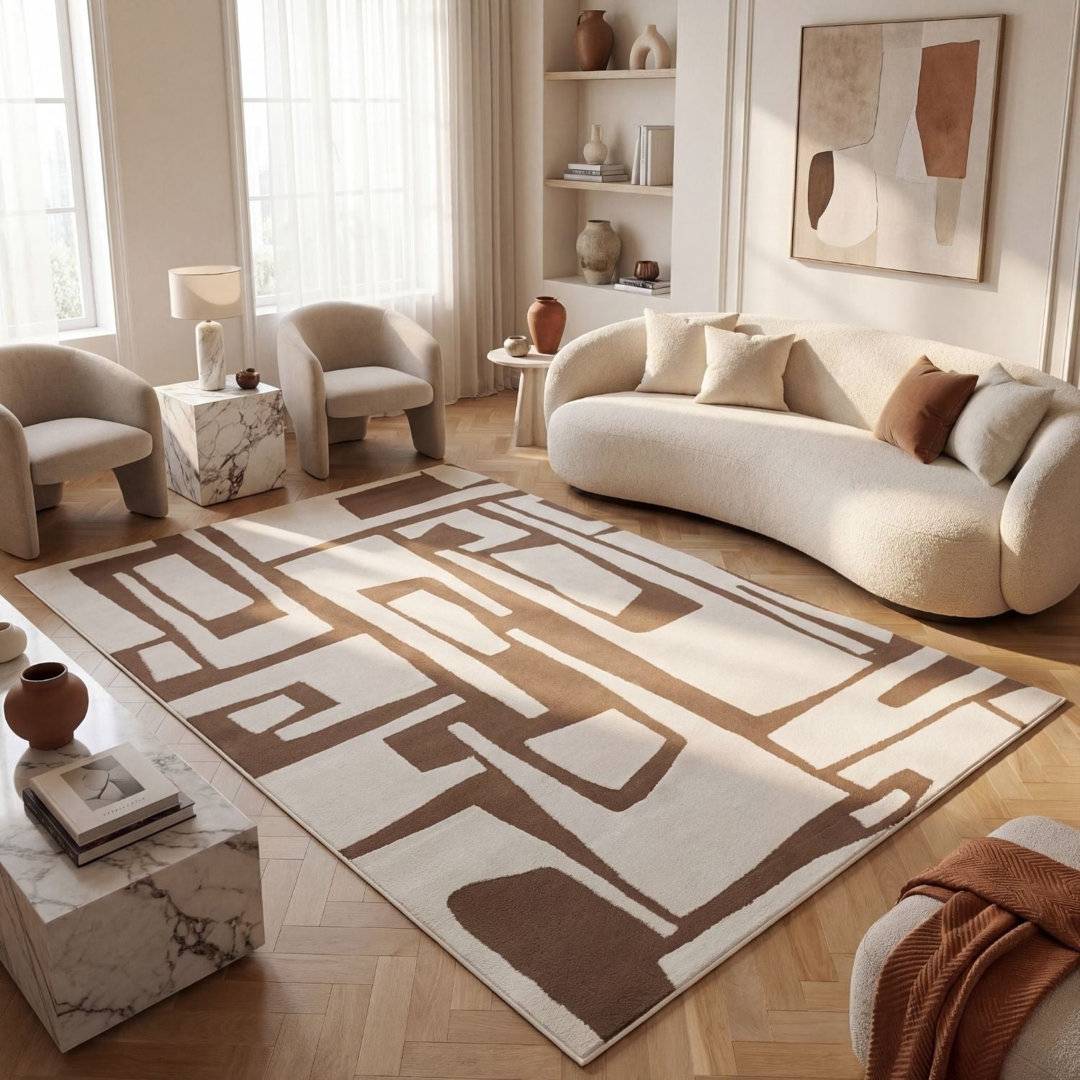 THE RUGS Loft Modern Abstract Area Rug Runner White