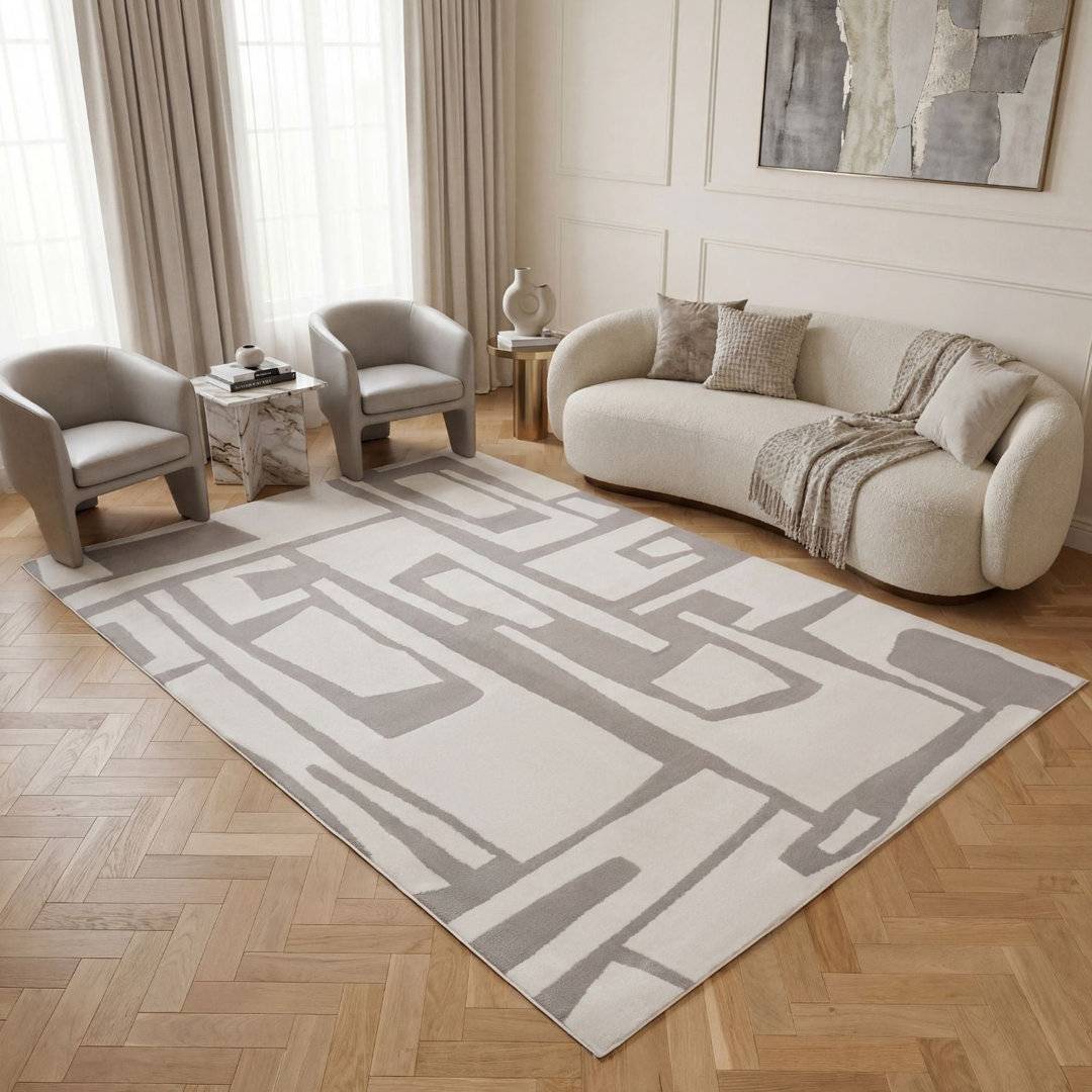 THE RUGS Loft Modern Abstract Area Rug Runner White