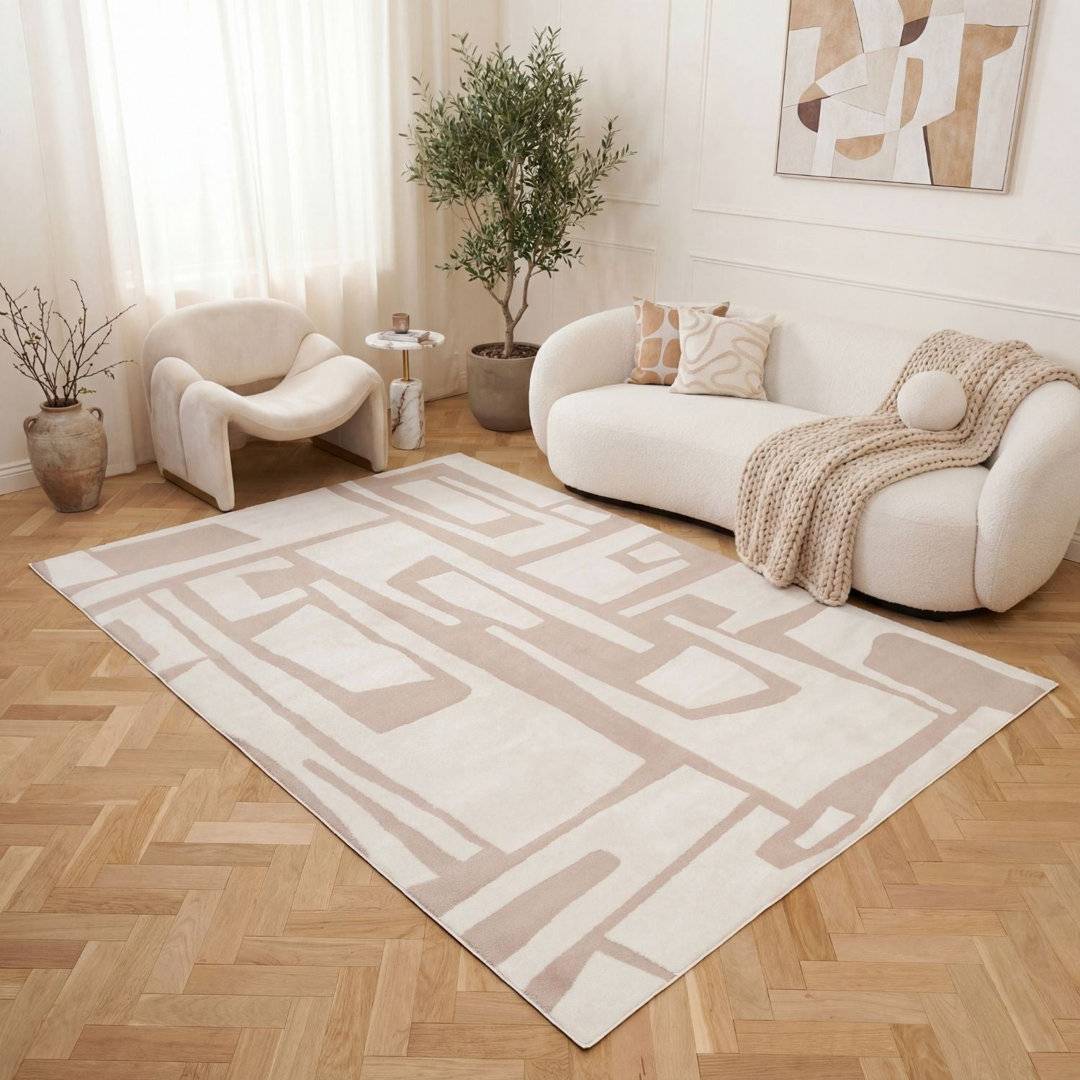 THE RUGS Loft Modern Abstract Area Rug Runner 240 x 340 cm White