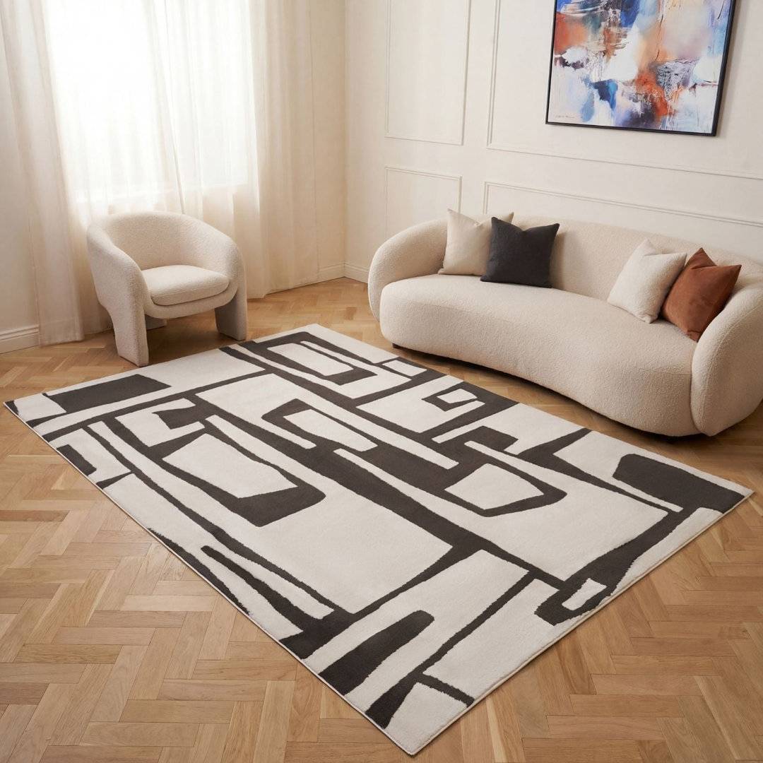 THE RUGS Loft Modern Abstract Area Rug Runner 240 x 340 cm White