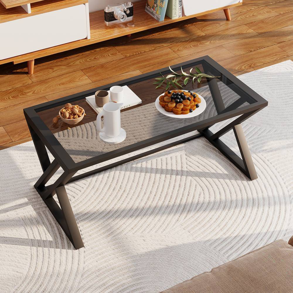 Huhote Rectangular Glass Coffee Table