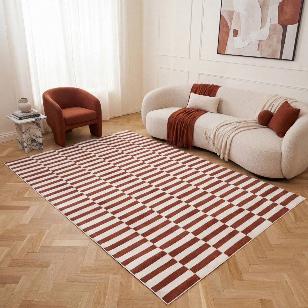 THE RUGS Loft Modern Striped Area Rug Runner 80 x 300 cm White
