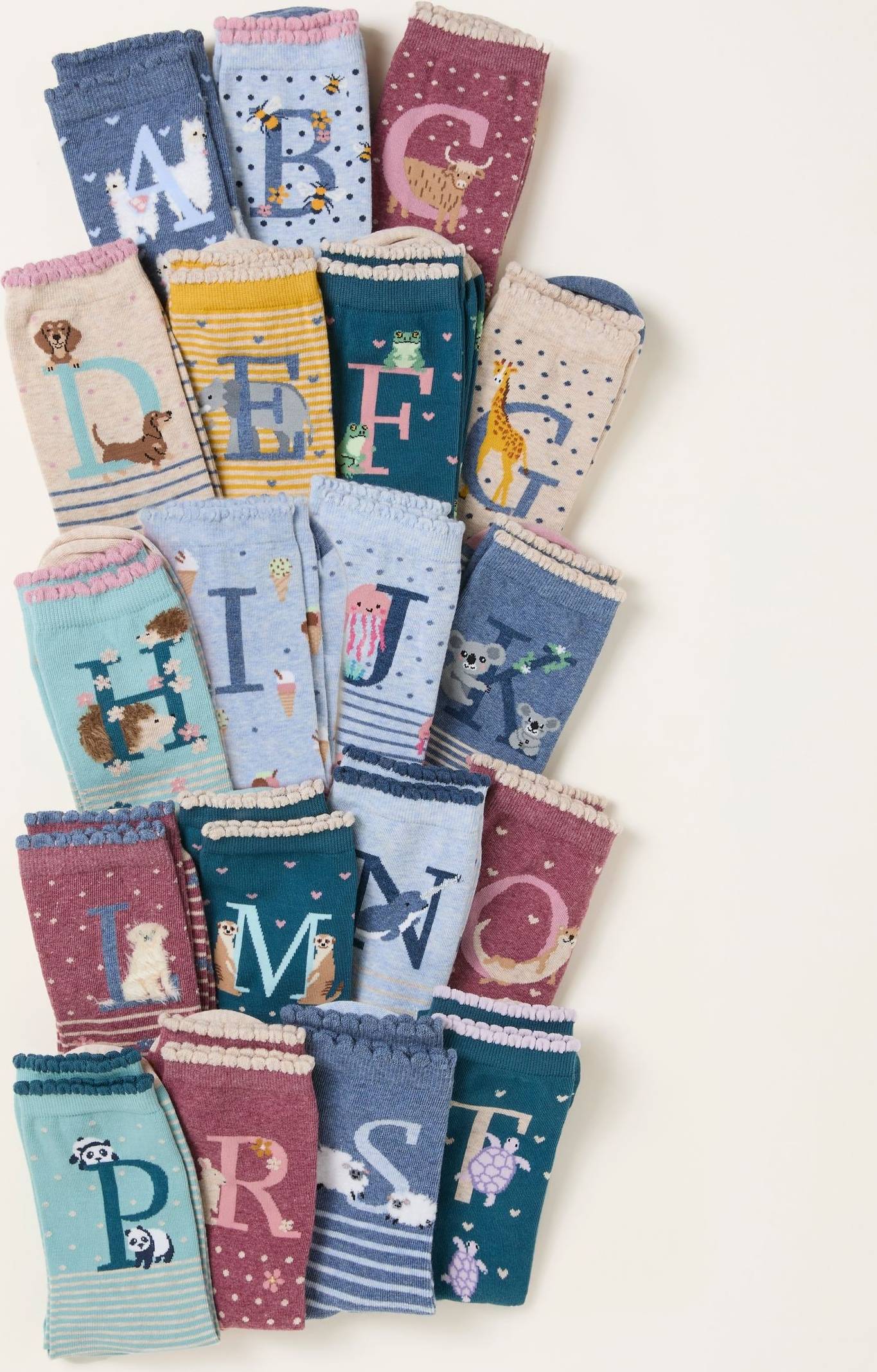 Multi Colour Alphabet Socks
