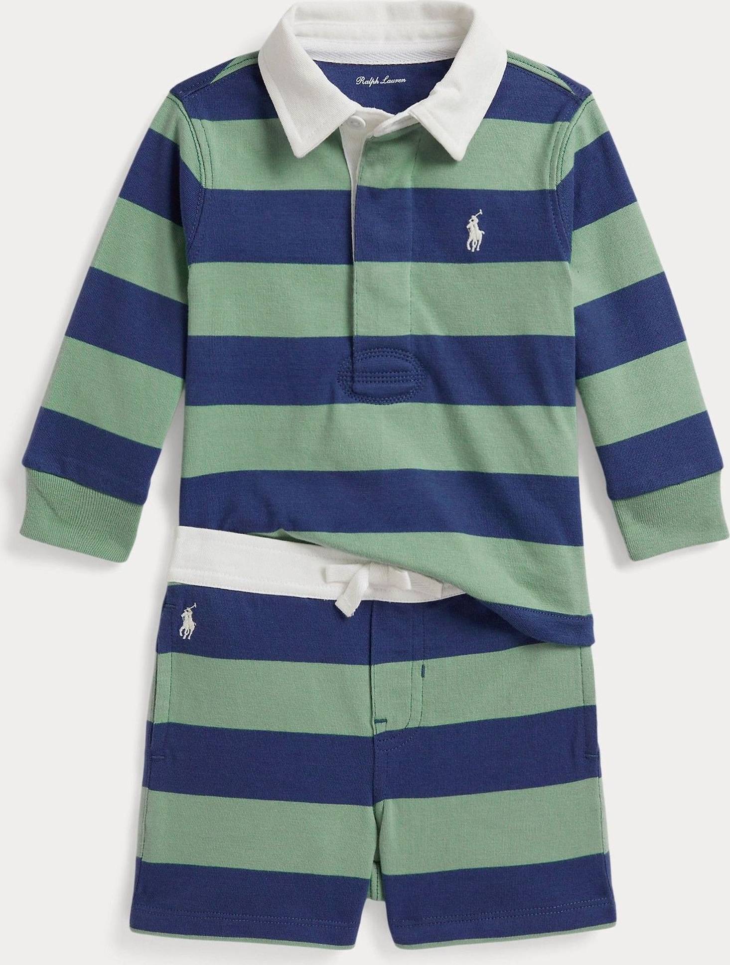 Polo Ralph Lauren Block Randig Rugbytröja Shorts Set - Blue