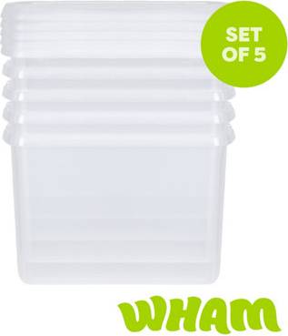 Wham Clip 5X 21.5L Rectangular Plastic Boxes Storage Box